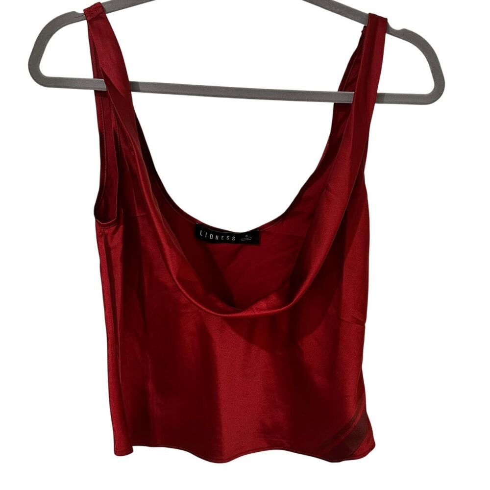REVOLVE Lioness Delilah Satin Cowl Top in Burgundy, size S NWOT